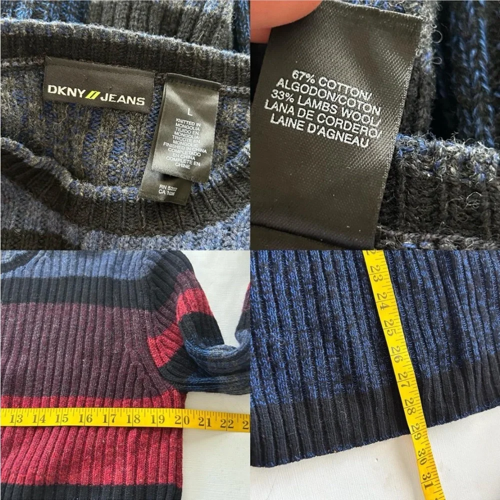 2000s Vintage DKNY Striped Wool Blend Sweater. - Picture 9 of 9